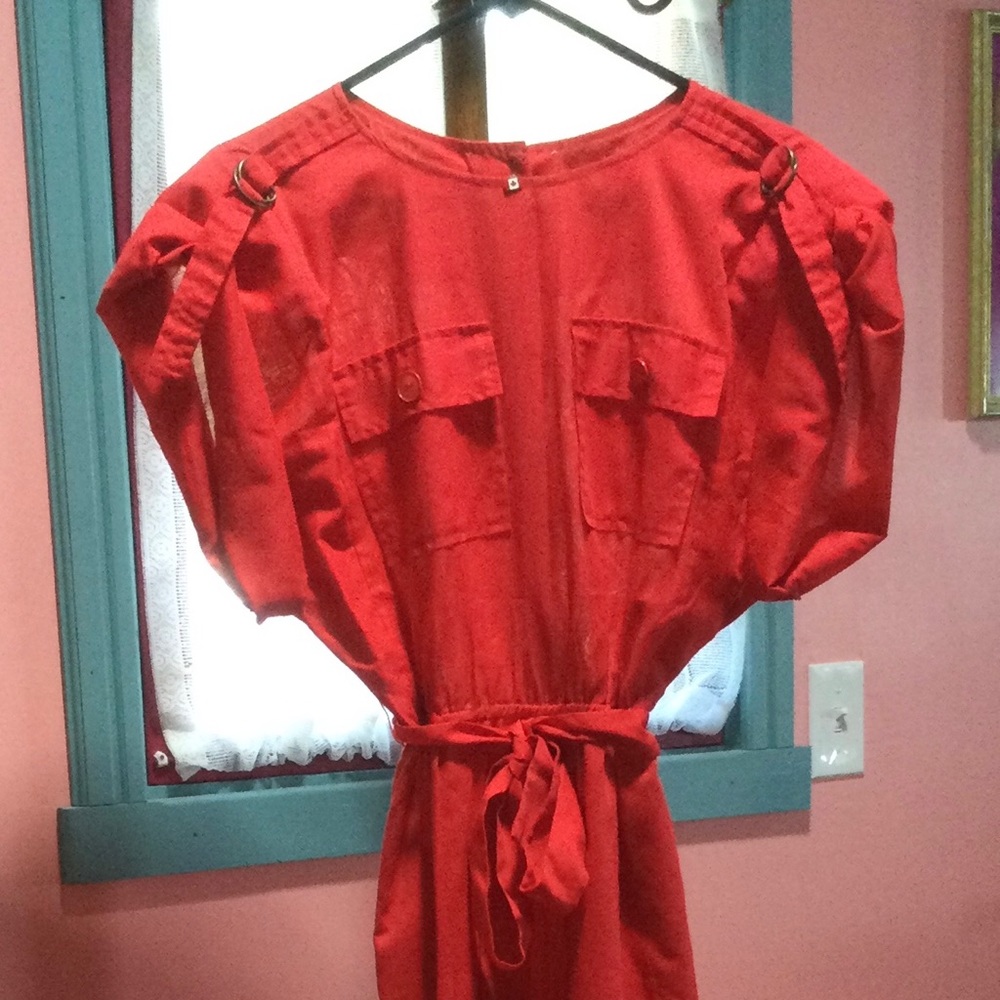 Great for Canada Day Celebrations! LaBelle Red Polyester cotton,Jumpsuit size 8.